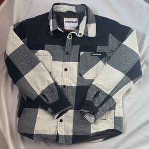 Caterpillar Navy Blue and Gray Plaid Jacket/shirt size small